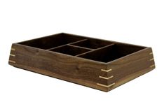 Valet Box | Solid Black Walnut With Birdseye Maple Splines 6 small