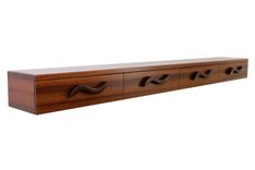 4 Drawer Floating Shelf | Solid Wood | Hand Carved Drawer Pulls 3 small