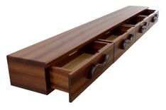 4 Drawer Floating Shelf | Solid Wood | Hand Carved Drawer Pulls 1 small