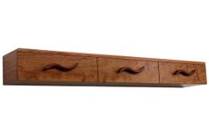 3 Drawer Floating Shelf | Solid Wood | Hand Carved Drawer Pulls 4 small