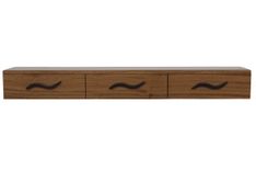 3 Drawer Floating Shelf | Solid Wood | Hand Carved Drawer Pulls 1 small