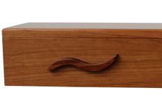 2 Drawer Floating Shelf | Solid Cherry Wood | Hand Carved Bubinga Drawer Pulls 4 small