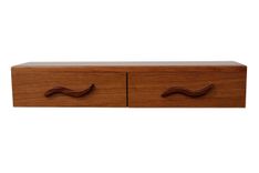2 Drawer Floating Shelf | Solid Cherry Wood | Hand Carved Bubinga Drawer Pulls 2 small