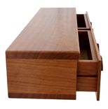 2 Drawer Floating Shelf | Solid Cherry Wood | Hand Carved Bubinga Drawer Pulls 1 small