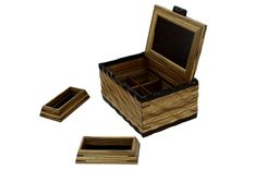 Sculpted Men's Valet & Watch Box | Solid Zebrawood And Wenge 3 small