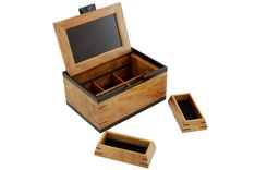 Men's Valet & Watch Box | Solid Figured Cherry Trimmed In Wenge Accents 5 small