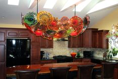 Platter Style' Art Glass Chandeliers | Custom Blown Glass Lighting - Sconces 2 small