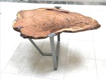Induatrial-Chic Burl-Top Side Or Sofa Table 1 small