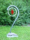 Outdoor Abstract Rock And Metal Scultpure, Yard Art Or Interior Art 1 small