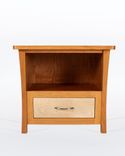 Nightstand With Drawer In Solid Cherry And Maple, Features Space For Laptop. "River Rushes" 1 small