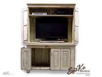 Shabby Cottage Chic Tv Cabinet With Bi-Fold Wrap Around Doors 4 small