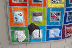 Baby Clothes (T-Shirt) Memory Quilt - Large Size Approx 48" X 48" (16 Squares) 3 small