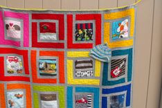 Baby Clothes (T-Shirt) Memory Quilt - Large Size Approx 48" X 48" (16 Squares) 5 small