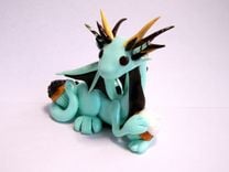 Polymer Clay Mint Chocolate Dragon Sculpture 3 small