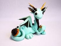 Polymer Clay Mint Chocolate Dragon Sculpture 1 small