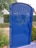 Morning sun courtyard metal gate #2317. R. O. width 36" by 60 H 3 small