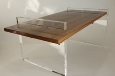 Cast Acrylic & Walnut Coffe Table 2 small