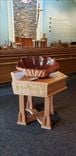 Baptismal Font In Solid Cherry With Carved Mahogany Shell Urn 1 small