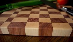 Maple, Mahogany, And Walnut Checkered Cutting Board 3 small