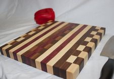 Maple, Walnut, And Purpleheart Checkered Cutting Board 3 small