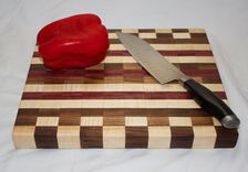 Maple, Walnut, And Purpleheart Checkered Cutting Board 2 small