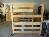 Oak , Queen Over Queen Bunk Bed . 4 small