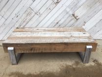 Reclaimed Beam And Stainless Steel Coffee Table 2 small