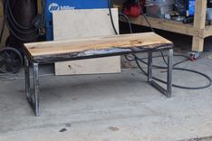 Live Edge Floating Maple And Steel Coffee Table 2 small