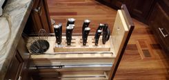 Solid Maple Vertical Knife Block Mounted In Spice Cabinet 1 small