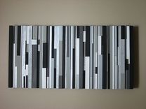 Modern Wood Wall Art Sculpture Black White Greys Silver 2 small