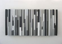Modern Wood Wall Art Sculpture Black White Greys Silver 4 small