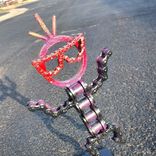 Outdoor Sculpture Big Head Dancing Garden Decor Welded Chain Art 2 small