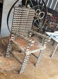 Upcycled Custom Made Welded Industrial Chair Metal Chain Art 2 small
