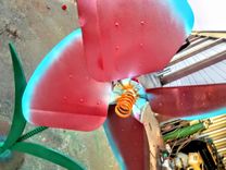 Large Red Flower Scrap Metal Art 2 small