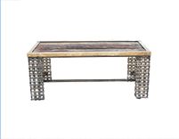Farmhouse Rustic Coffee Table Reclaimed Wood Welded Chain Art 1 small