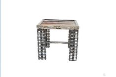 Farmhouse Style Rustic Reclaimed Wood Metal Side Table Welded Chain Art 2 small