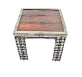 Farmhouse Style Rustic Reclaimed Wood Metal Side Table Welded Chain Art 3 small