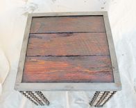 Farmhouse Style Rustic Reclaimed Wood Metal Side Table Welded Chain Art 5 small
