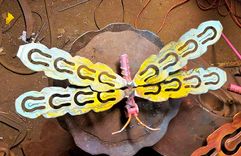 Small Dragonfly Garden Stake Outdoor Sculpture By Raymond Guest 4 small
