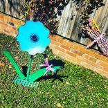 Metal Flower Outdoor Sculpture Statue 2 small