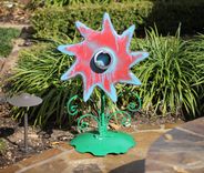 Whimsical Red Metal Flower Outdoor Sculptures Art Artwork Garden Decor 1 small