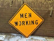 Vintage Men Working Metal Sign Signage Man Cave 1 small