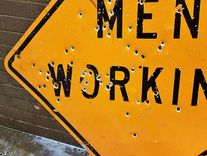 Vintage Men Working Metal Sign Signage Man Cave 2 small