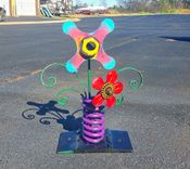 Metal Outdoor Sculpture Scrap Metal Flower Garden Decor, Outdoor Decor 1 small