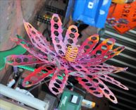 Garden Decor Metal Outdoor Sculptures Red Flower Recycled Yard Art 4 small