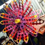 Garden Decor Metal Outdoor Sculptures Red Flower Recycled Yard Art 2 small