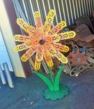 Outdoor Whimsical Metal Flower Garden Yard Sculpture  Recycled Art Artwork 2 small