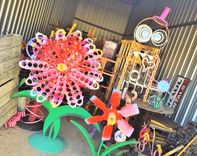 Large Metal Flower Outdoor Sculpture By Raymond Guest 4 small