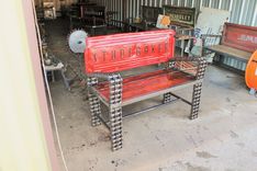 Truck Tailgate Garden Bench / Garden Benches / Outdoor Furniture / ?Recycled Art / Red 4 small