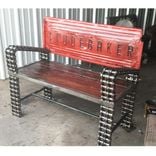 Truck Tailgate Garden Bench / Garden Benches / Outdoor Furniture / ?Recycled Art / Red 2 small